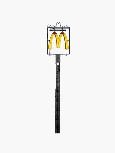 John MacLean SystemYellow McDonald's sign Salfords Surrey old pub sign photographed by john maclean